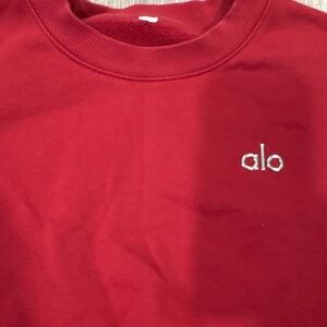 ALO Yoga Red Sweatshirt Performance Fabric Crew Neck